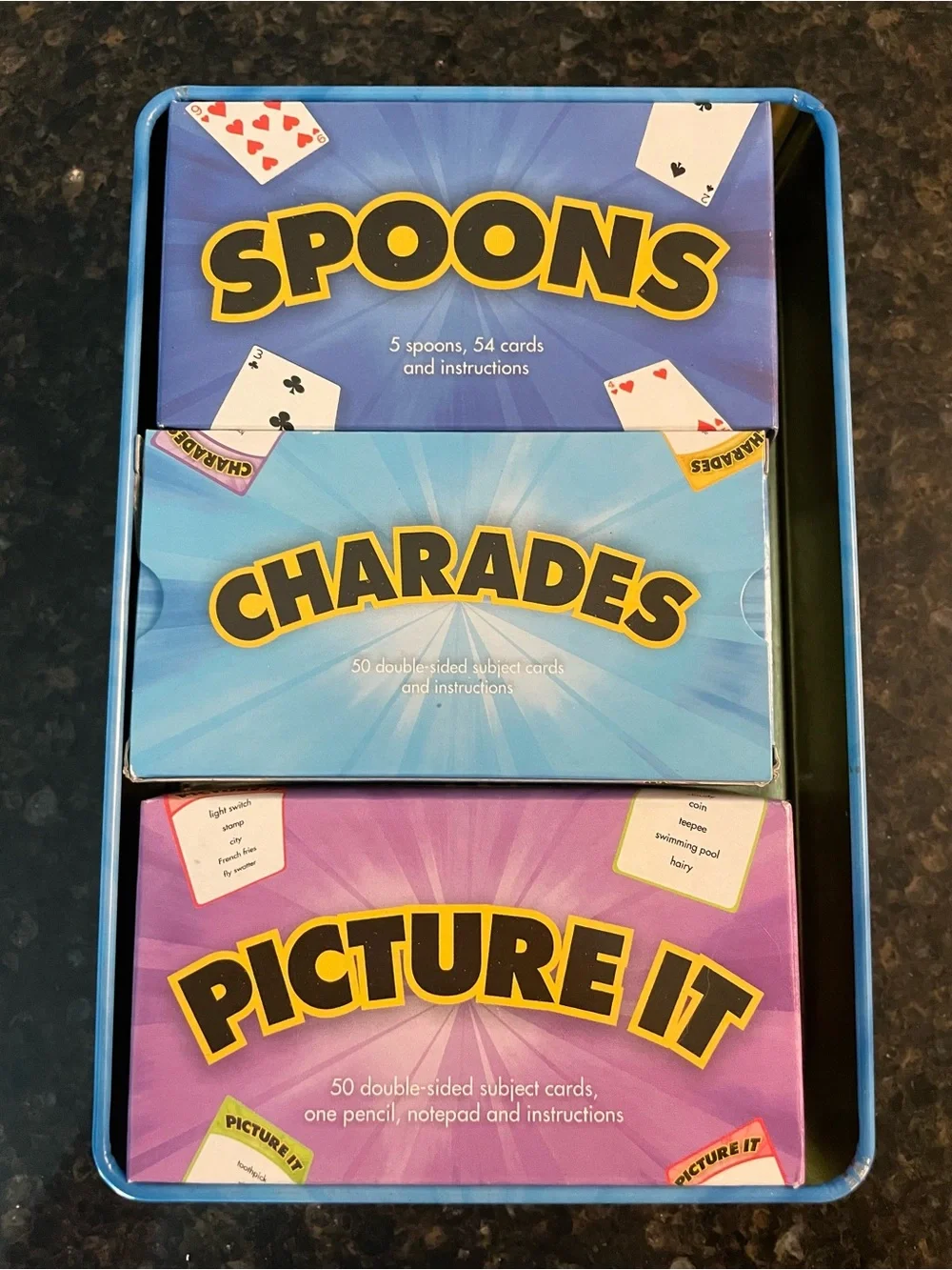 Kids Party Pack 3in1, Spoons, Charades, & Picture It